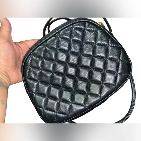 Vintage Judith Leiber Fabulous Small Classic Black Quilted Leather Crossbody Bag